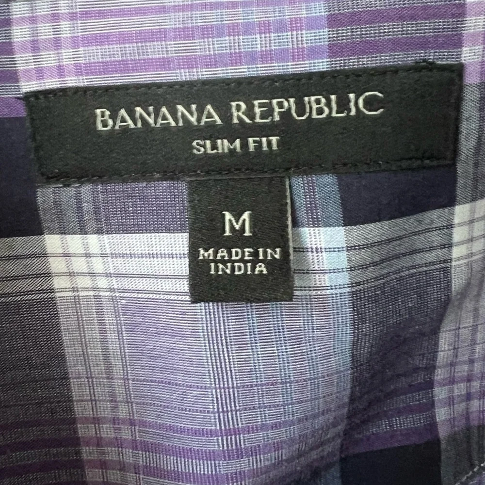 BANANA REPUBLIC Men’s Slim Fit Plaid Collared Button-Down Shirt Size M Preppy